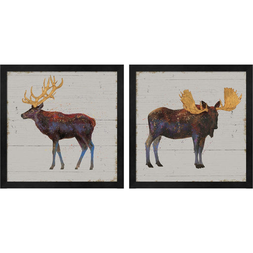 Golden Nature on Wood by James Wiens, 2 Piece Black Framed Art Set