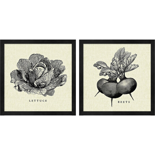 Linen Vegetable BW Sketch B by Studio Mousseau, 2 Piece Black Framed Art Set
