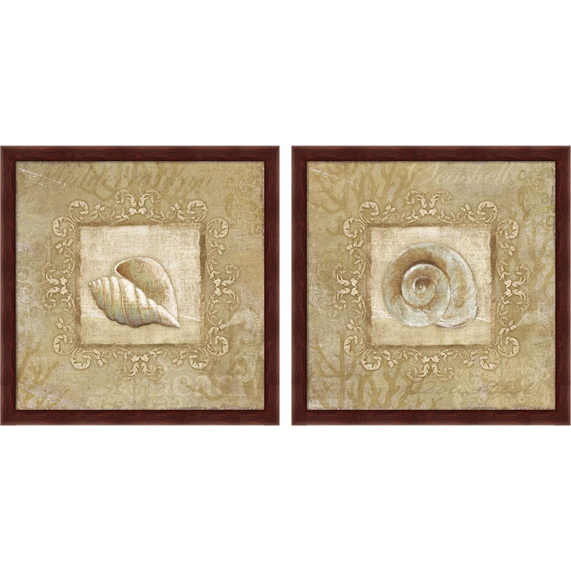 Sophisticated Coastal A by NBL Studio, 2 Piece Mahogany Framed Art Set