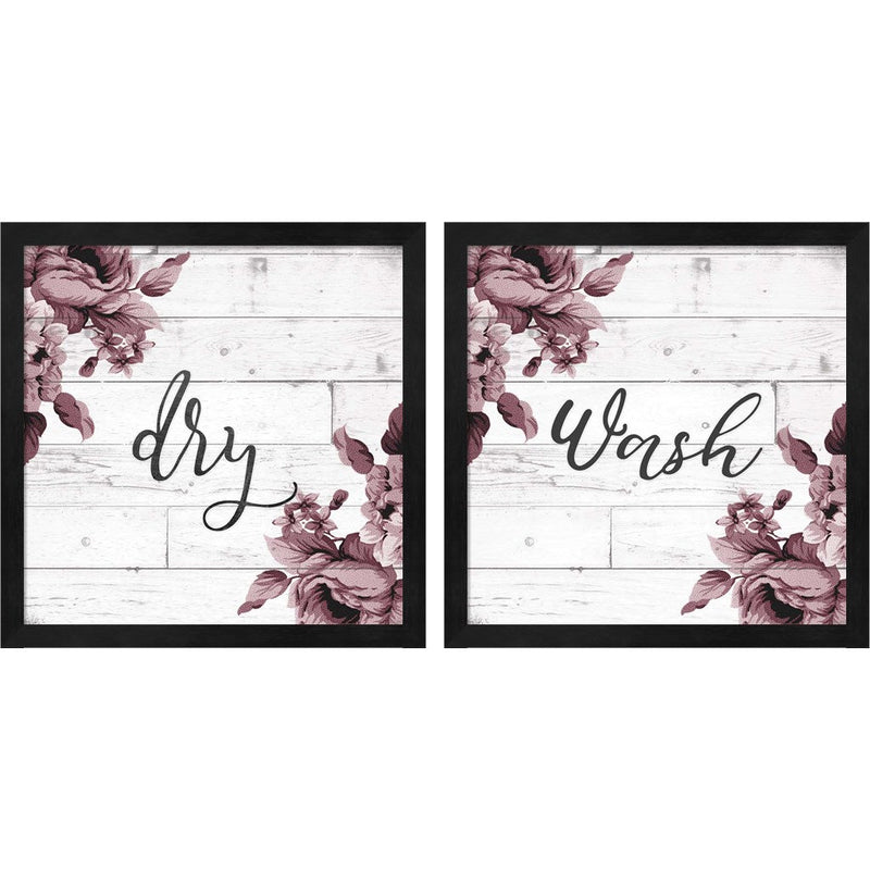 Wash & Dry Script by Ashley Hutchins, 2 Piece Black Framed Art Set