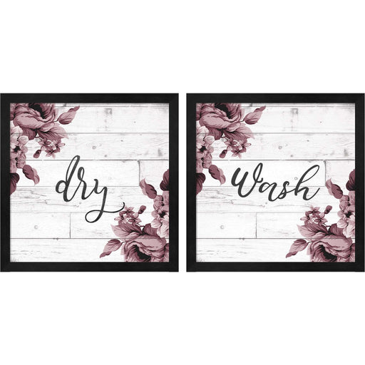 Wash & Dry Script by Ashley Hutchins, 2 Piece Black Framed Art Set