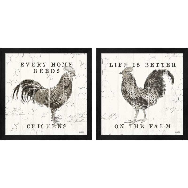 Farmhouse Fresh A by Katie Pertiet, 2 Piece Black Framed Art Set