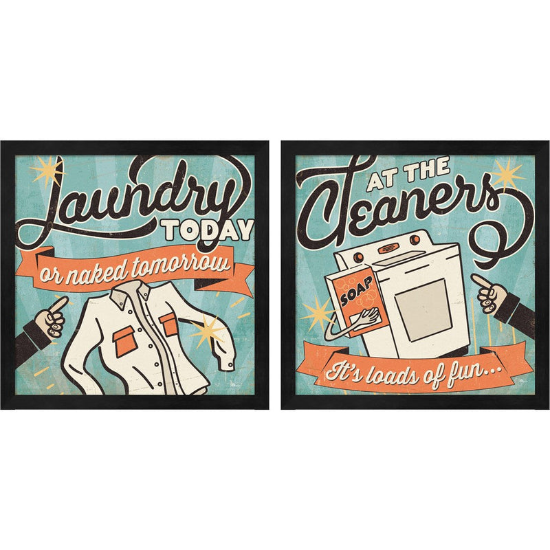 The Cleaners by Pela Studio, 2 Piece Black Framed Art Set