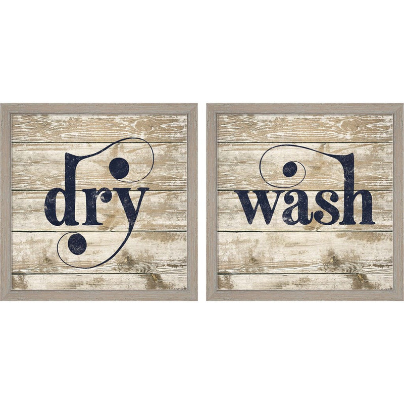 Wash & Dry by Kyra Brown, 2 Piece Rustic White Framed Art Set