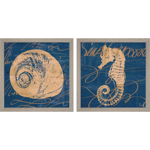 by The Seashore by Jason Basil, 2 Piece Rustic White Framed Art Set
