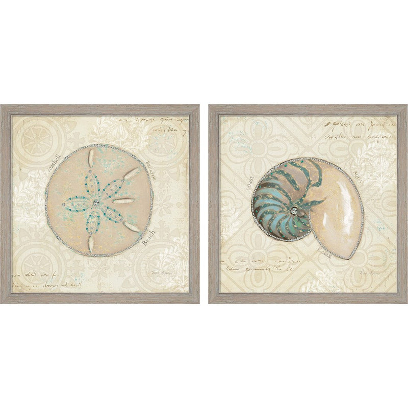 Beach Treasures by Emily Adams, 2 Piece Rustic White Framed Art Set