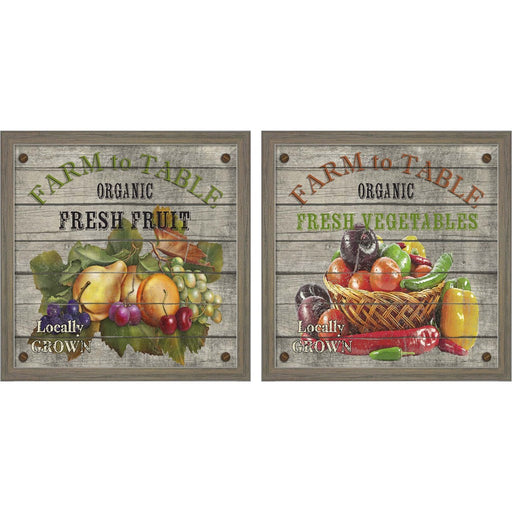 Farm to Table - Fresh Fruit & Vegetables by Jean Plout, 2 Piece Rustic Grey Framed Art Set