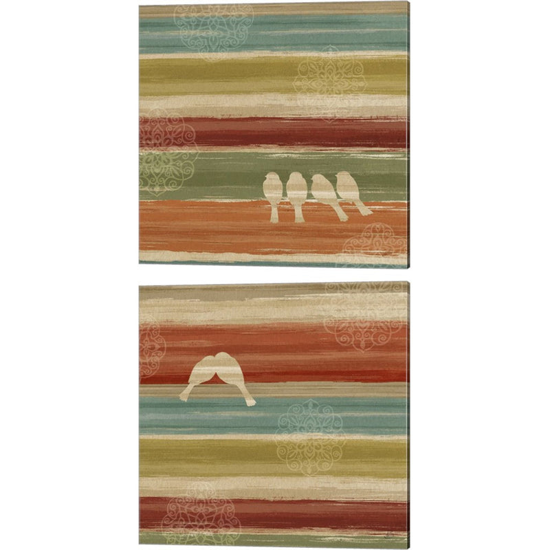 Mumbai Rainbow Birds by Daphne Brissonnet, 2 Piece Canvas Art Set