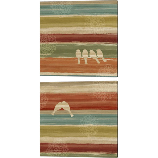 Mumbai Rainbow Birds by Daphne Brissonnet, 2 Piece Canvas Art Set
