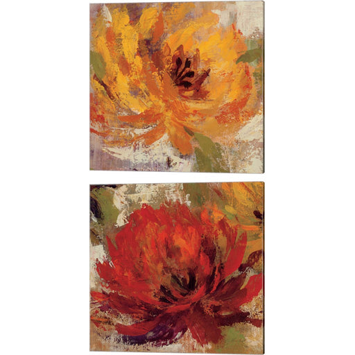 Fiery Dahlias by Silvia Vassileva, 2 Piece Canvas Art Set