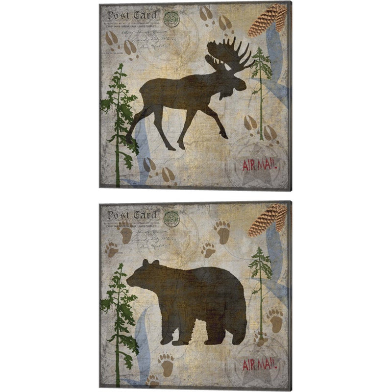 Moose & Bear Lodge by LightBoxJournal, 2 Piece Canvas Art Set