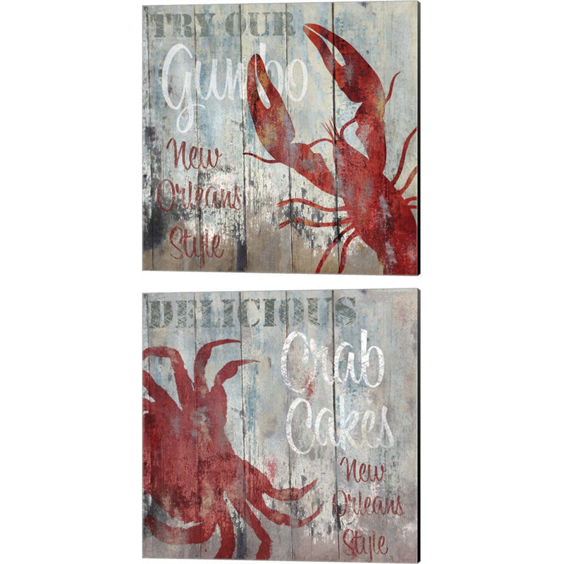New Orleans Seafood by Color Bakery, 2 Piece Canvas Art Set