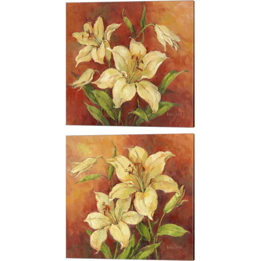 Crimson Lilies by Barbara Mock, 2 Piece Canvas Art Set