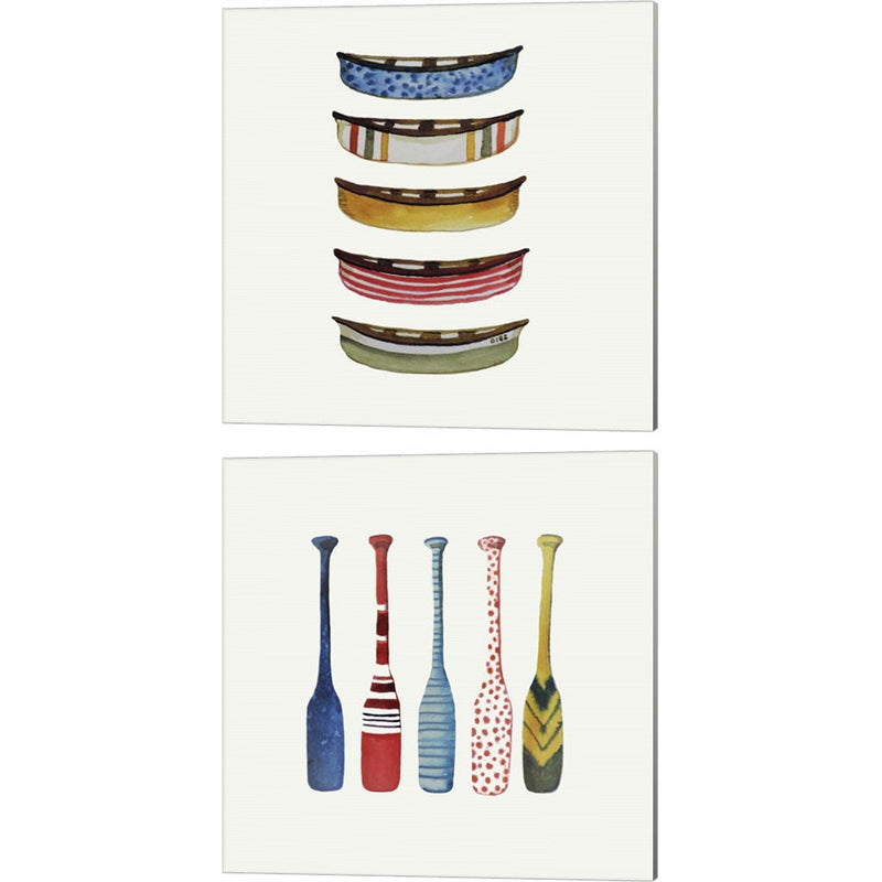 Canoe & Paddle by Sylvie Demers, 2 Piece Canvas Art Set