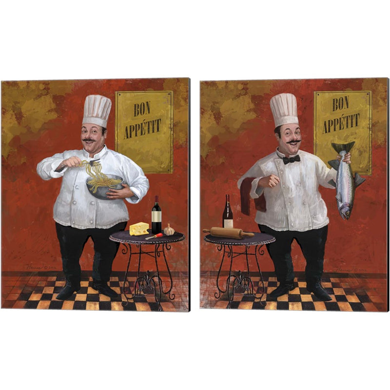 Chef Pasta & Fish Master by Frank Harris, 2 Piece Canvas Art Set