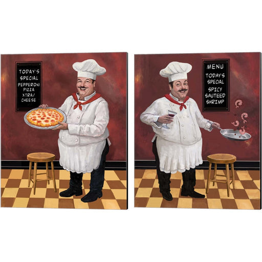 Pizza Chef Master & Shrimp Chef by Frank Harris, 2 Piece Canvas Art Set