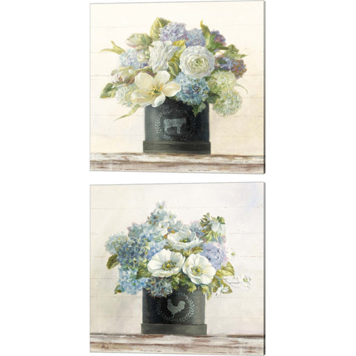 Tulips & Anemones in Hatbox Shiplap by Danhui NAI, 2 Piece Canvas Art Set