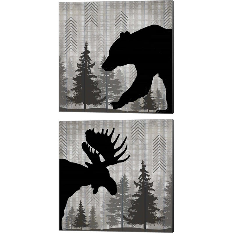 Blue Bear Lodge Sign B by LightBoxJournal, 2 Piece Canvas Art Set