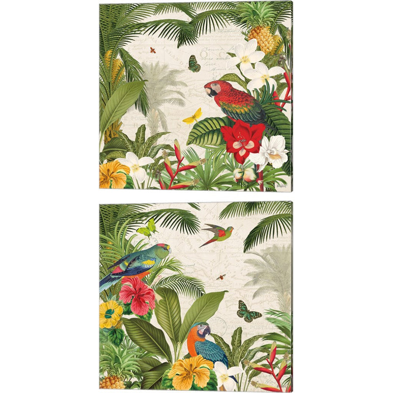 Parrot Paradise B by Katie Pertiet, 2 Piece Canvas Art Set