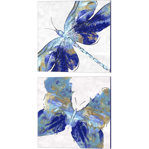 Blue Dragonfly & Butterfly by Eva Watts, 2 Piece Canvas Art Set
