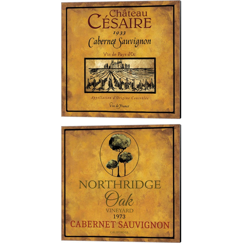 Still Life Wine Label Square B by Mary Beth Baker, 2 Piece Canvas Art Set