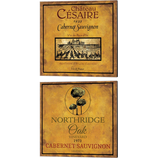 Still Life Wine Label Square B by Mary Beth Baker, 2 Piece Canvas Art Set