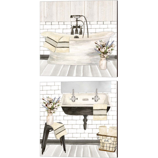 Farmhouse Bath Tub by Tara Reed, 2 Piece Canvas Art Set