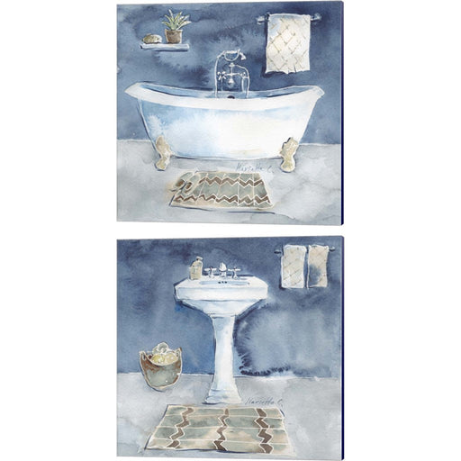 Watercolor Bathroom by Marietta Cohen, 2 Piece Canvas Art Set
