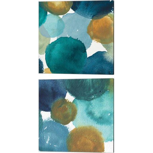 Teal Watermarks Square by Elizabeth Medley, 2 Piece Canvas Art Set