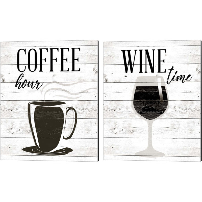 Coffee Hour & Wine Time by SD Graphics Studio, 2 Piece Canvas Art Set