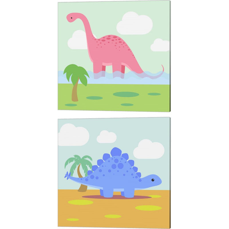 Li'l Bronto & Li'l Stego by Malia Rodrigues, 2 Piece Canvas Art Set