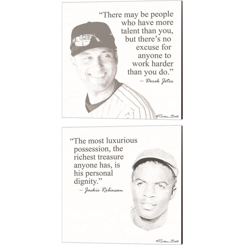 Baseball Greats - Derek Jeter & Jackie Robinson by Susan Ball, 2 Piece Canvas Art Set