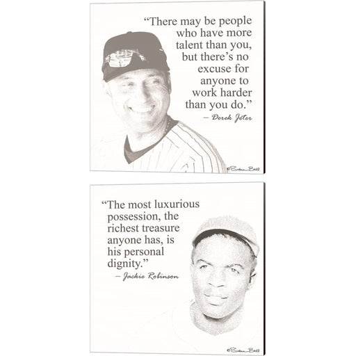 Baseball Greats - Derek Jeter & Jackie Robinson by Susan Ball, 2 Piece Canvas Art Set