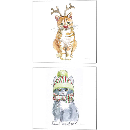 Christmas Kitties Square by Beth Grove, 2 Piece Canvas Art Set
