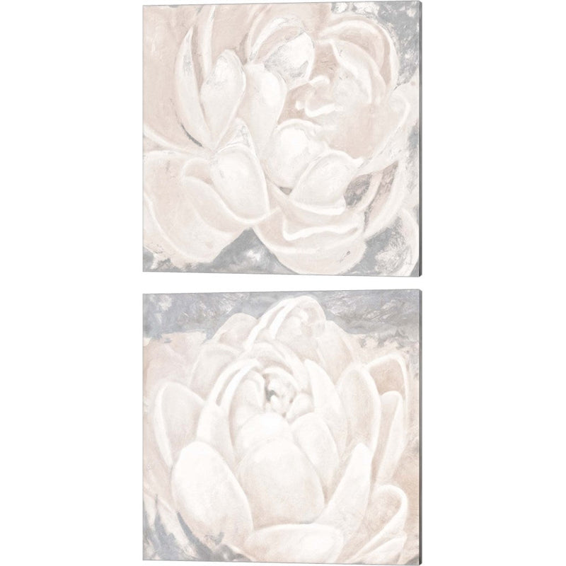 White Grey Flower by Patricia Pinto, 2 Piece Canvas Art Set