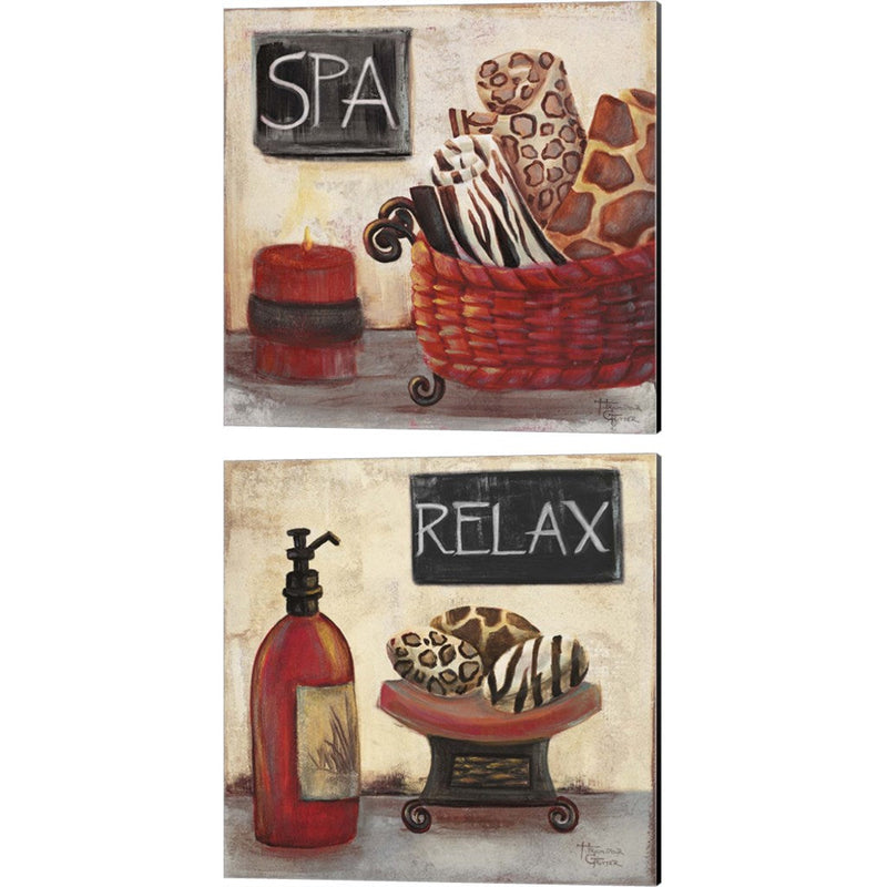 Red Jungle Spa by Hakimipour - Ritter, 2 Piece Canvas Art Set