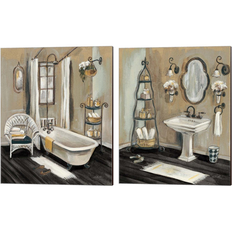 French Bath Black by Silvia Vassileva, 2 Piece Canvas Art Set