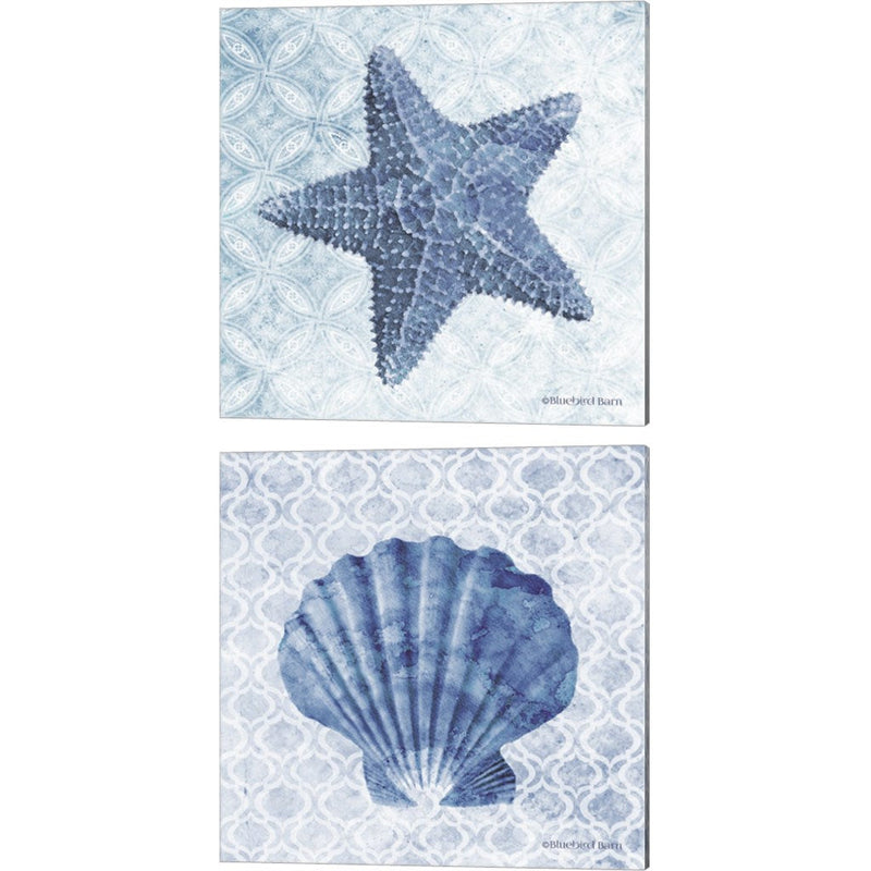 Starfish & Seashell by Bluebird Barn, 2 Piece Canvas Art Set