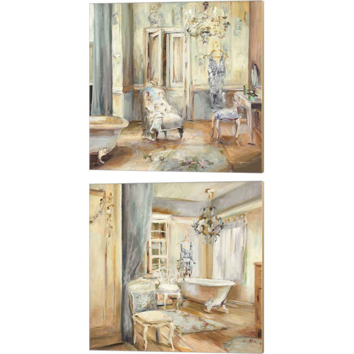 Boudoir Bath Gray by Marilyn Hageman, 2 Piece Canvas Art Set