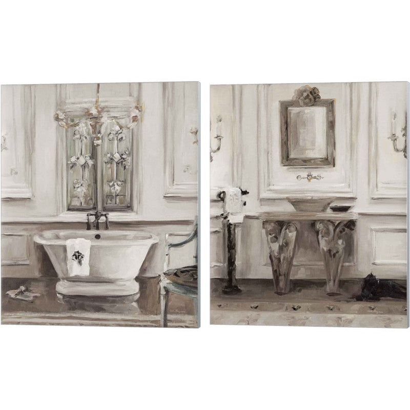 Classical Bath Gray by Marilyn Hageman, 2 Piece Canvas Art Set