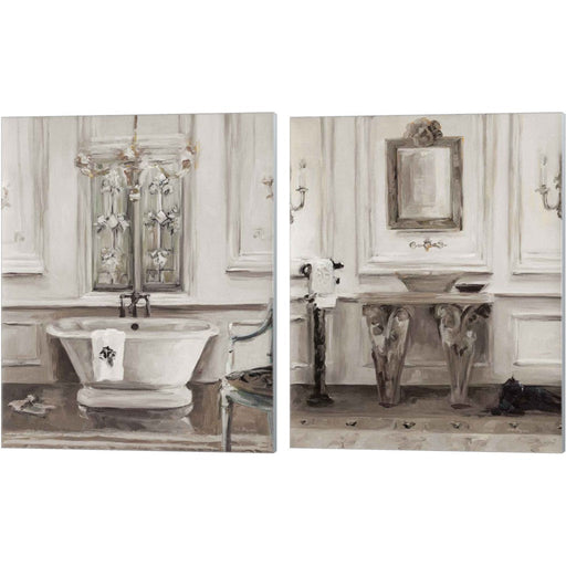 Classical Bath Gray by Marilyn Hageman, 2 Piece Canvas Art Set