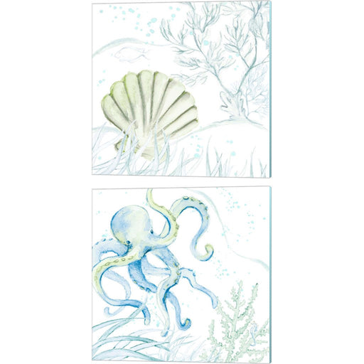 Green Shell & Blue Octopus by Lanie Loreth, 2 Piece Canvas Art Set