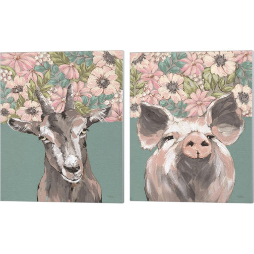 Gertie The Goat & Patrice The Pig by Michele Norman, 2 Piece Canvas Art Set