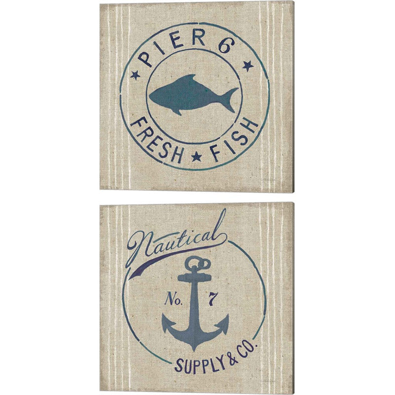 Floursack Nautical Burlap by Danhui NAI, 2 Piece Canvas Art Set