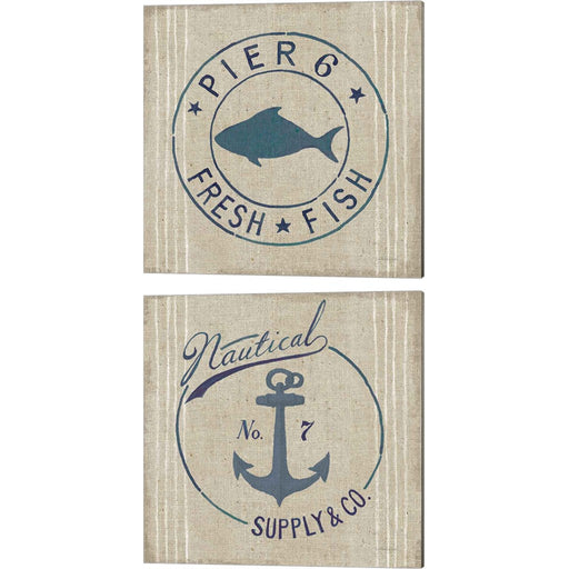 Floursack Nautical Burlap by Danhui NAI, 2 Piece Canvas Art Set