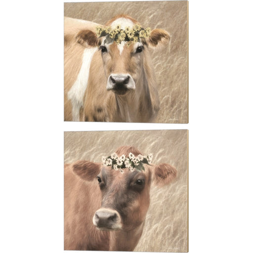 Floral Cow by Lori Deiter, 2 Piece Canvas Art Set