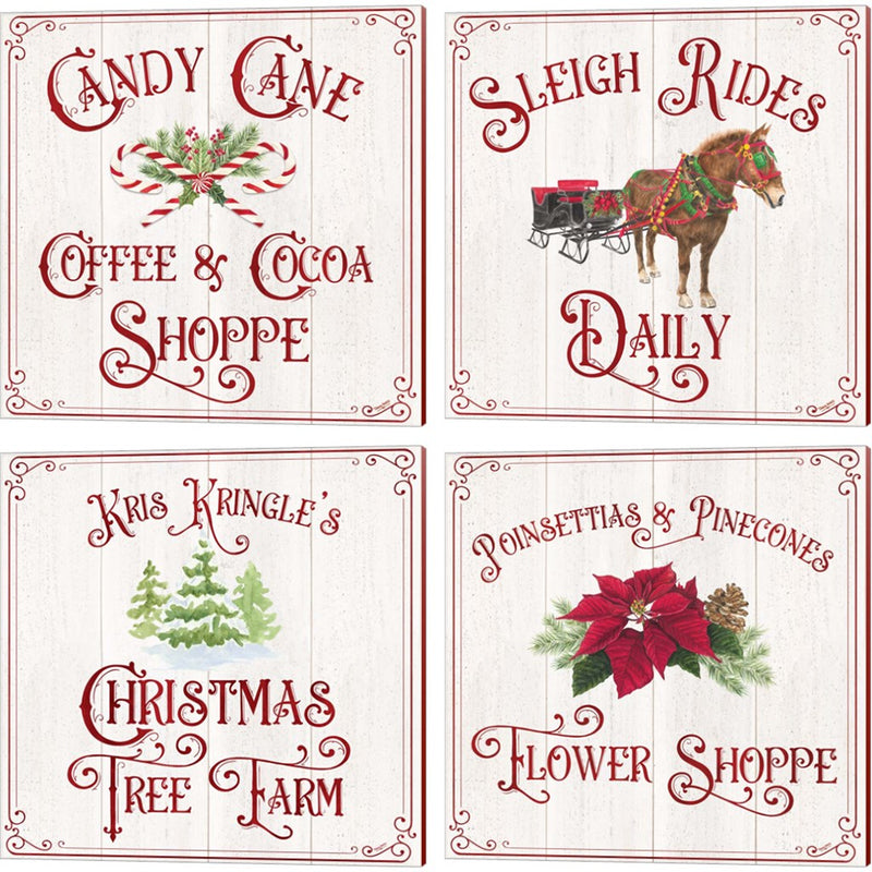 Vintage Christmas Signs by Tara Reed, 4 Piece Canvas Art Set