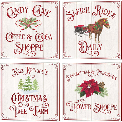 Vintage Christmas Signs by Tara Reed, 4 Piece Canvas Art Set