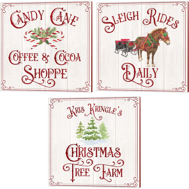 Vintage Christmas Signs by Tara Reed, 3 Piece Canvas Art Set