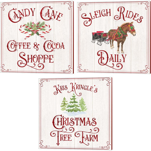 Vintage Christmas Signs by Tara Reed, 3 Piece Canvas Art Set